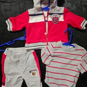 Y2K Starting Out Varsity 3-Piece Hoodie Set – 3M (Hoodie + Tee + Pants)